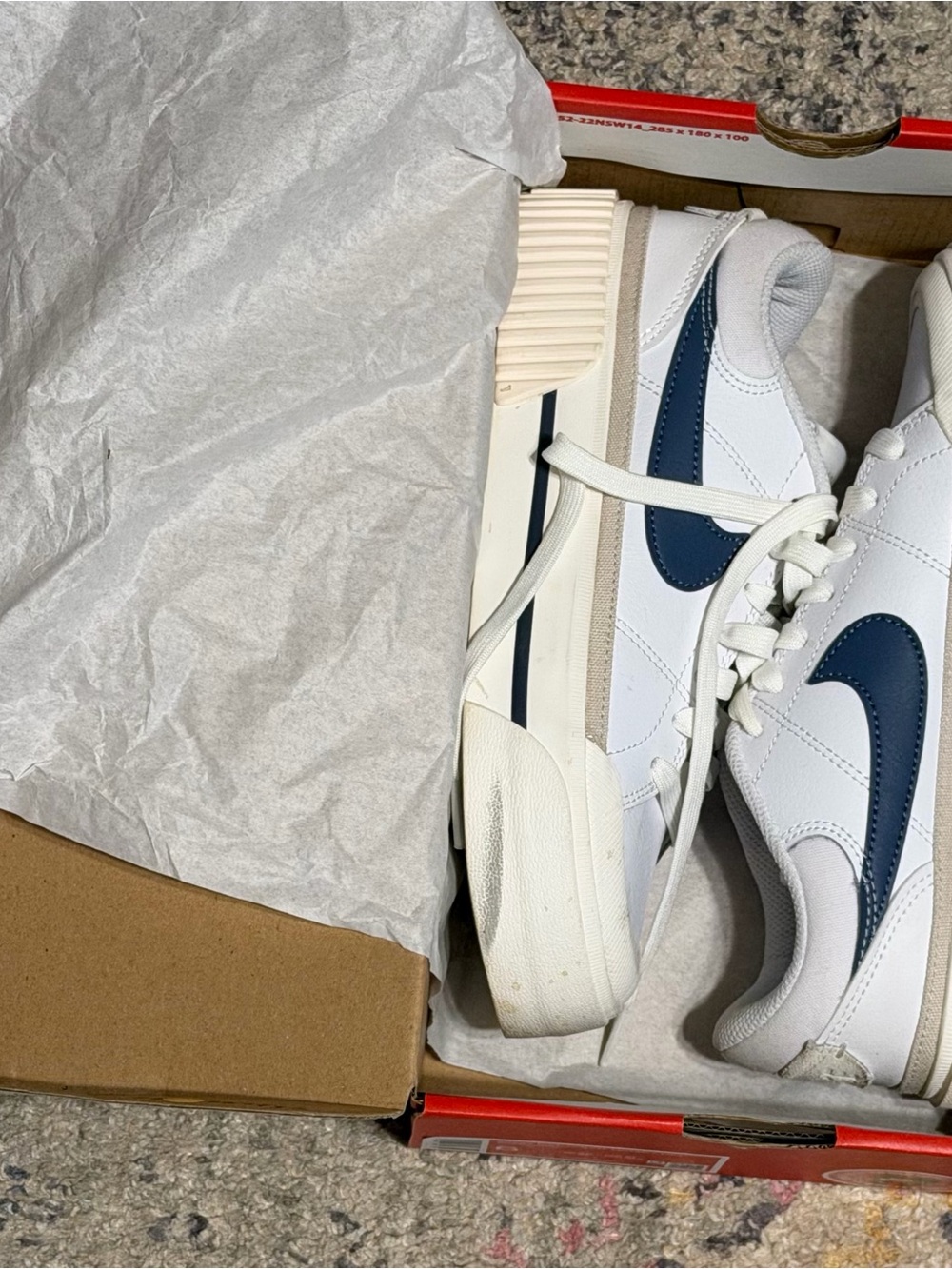 Nike Women’s White Sneakers with Navy Swoosh